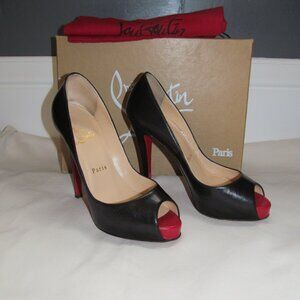 Christian Louboutin Very Prive 120 Women's Size 37 Black/Red with Box/Bag